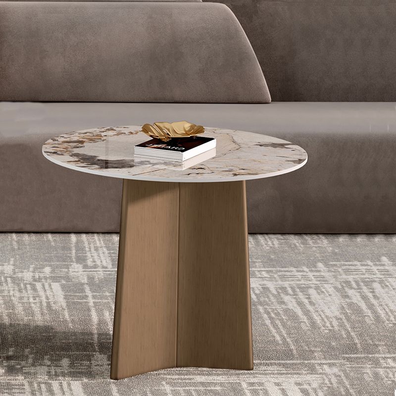 Round Stone Side Table with 1 Leg Metal Base Side End Snack Table Clearhalo 'Coffee & Accent Tables' 'End & Side Tables' 'end_side_tables' 'furn' 'furn_end_side_tables' 'Furniture' 'Living Room Furniture' 1200x1200_9aecb076-f6bb-469f-a7c5-a83484914ebb