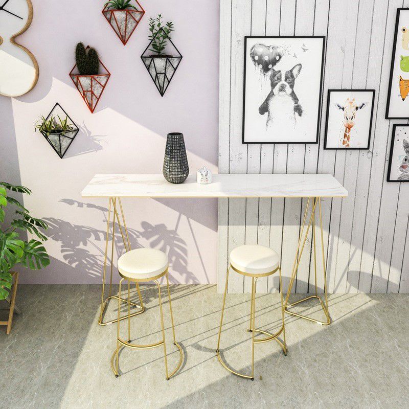 Double Pedestal Counter Set 1/2/3 Pieces Glam Rectangle Bar Pub Table Set Clearhalo 'Bar Furniture' 'furn' 'furn_home_bar_bar_sets' 'Furniture' 'Home Bars & Bar Sets' 'home_bar_bar_sets' 'Kitchen & Dining Furniture' 1200x1200_9aed6295-f254-4588-a82d-e7aa075d33e2