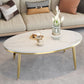 Glam Oval Coffee Table Slate Top 4 Legs Coffee Table for Living Room