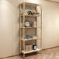 Scandinavian Open Etagere Bookshelf with Gold Iron Frame White Manufactured Wood Shelf Clearhalo 'Bookcases' 'furn' 'furn_bookcases' 'Furniture' 'furniture_bookcases' 'kitchen' 'kitchen_bookcases' 'Living Room Furniture' 'Office Furniture' 1200x1200_9aee0379-9e11-4ff7-960d-4b55574e1806