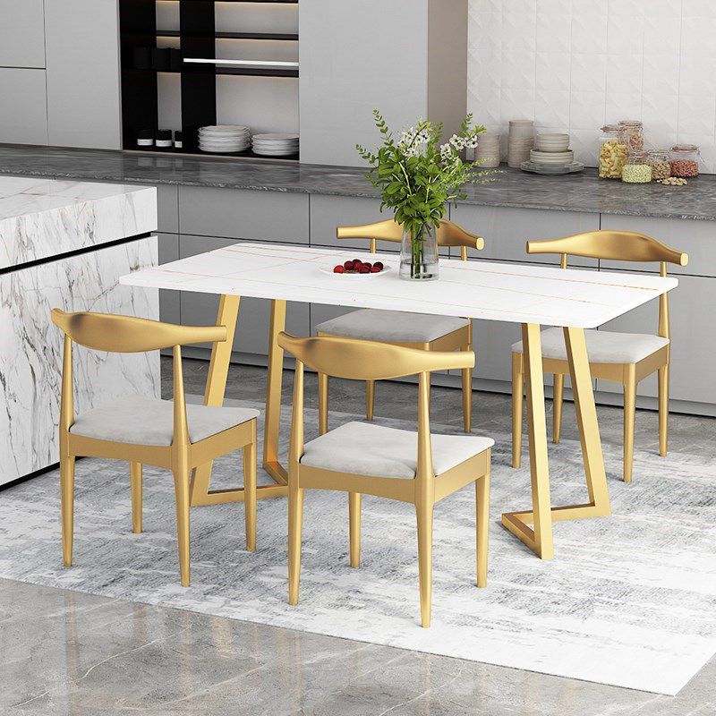 Rectangle Glam Style Dining Table Double Pedestal Table with Sintered Stone Clearhalo ' dining_table' 'Dining Tables & Seating' 'Dining Tables' 'furn' 'furn_dining_table' 'Furniture' 'furniture_dining_table' 'Kitchen & Dining Furniture' 'kitchen&dining_furn' 'kitchen' 'kitchen_dining_table' 1200x1200_9af1a358-41c0-45d5-a551-84fff485c1e3