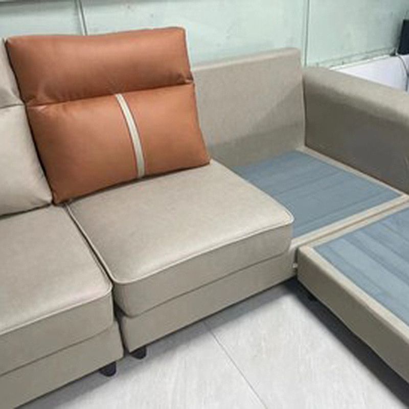 Modern Faux Leather Square Arm Sectional Pillowed Back Cushions Sofa and Chaise Clearhalo 'furn' 'furn_sectionals' 'Furniture' 'furniture_sectionals' 'kitchen' 'kitchen_sectionals' 'Living Room Furniture' 'Sectionals' 1200x1200_9af2e4a1-66d6-4d60-b19a-6b6404634e91