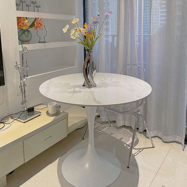 Ronde keukentafel Moderne gesinterde stenen witte eetkamertafel