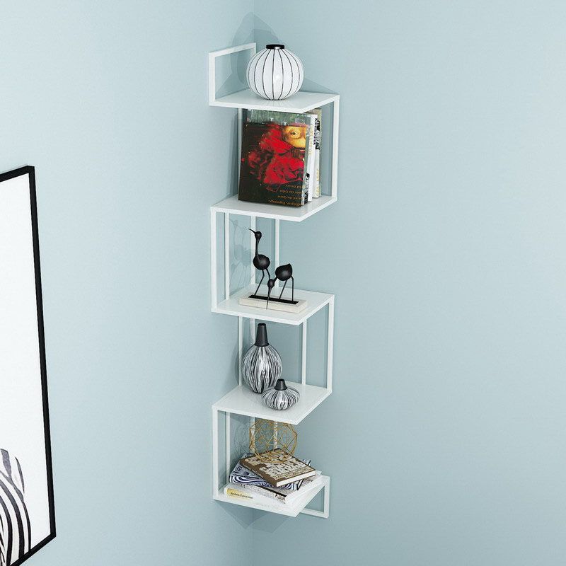 5 scaffali moderni libreria in metallo moderno scaffale a parete montato per soggiorno, 48 "h x 8.5" w