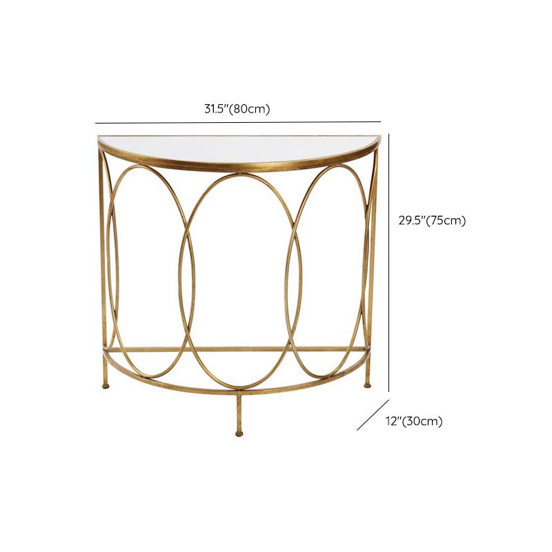 Modern Half Moon Console Table Stone Console Sofa Table in Gold and White Clearhalo 'Console Tables' 'console_tables' 'Entry & Mudroom Furniture' 'furn' 'furn_console_tables' 'Furniture' 1200x1200_9af555f4-76ac-4aff-b1d3-16e16937e2f0