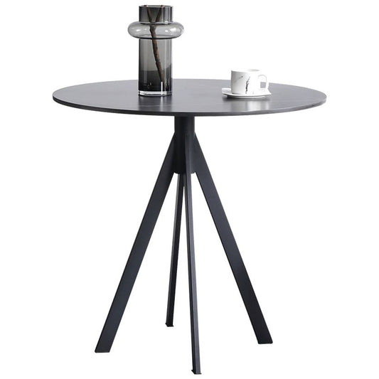 Round Sintered Stone Two-Color Dining Table Simplicity 4 Legs Table for Dining Room