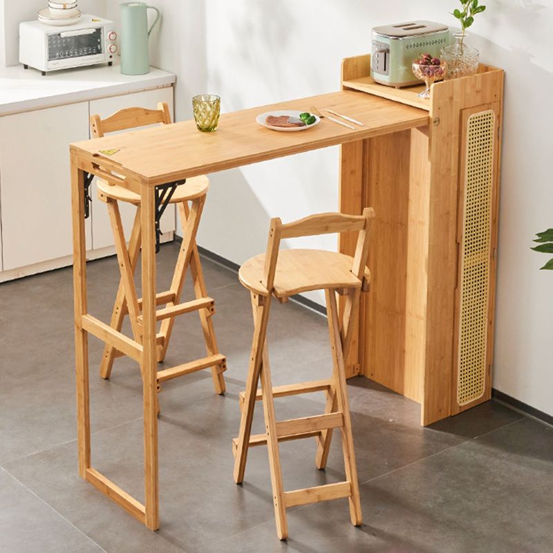 1/3 Pieces Modern Rectangle Wooden Pub Table with High Stools