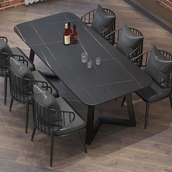 Industrial Rectangle Dining Table Sintered Stone Table with Double Pedestal Clearhalo ' dining_table' 'Dining Tables & Seating' 'Dining Tables' 'furn' 'furn_dining_table' 'Furniture' 'furniture_dining_table' 'Kitchen & Dining Furniture' 'kitchen&dining_furn' 'kitchen' 'kitchen_dining_table' 1200x1200_9af963c8-6926-487c-86d5-bb8263756293