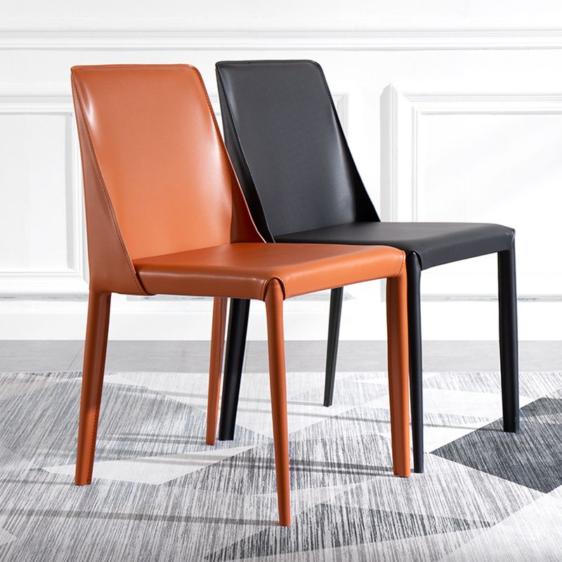 Scandinavian Style Metal Dining Chairs Solid Back Armless Chair for Home Clearhalo ' kitchen&dining_furn' 'Dining Chairs' 'Dining Tables & Seating' 'dining_chair' 'Furniture' 'furniture_dining_chair' 'Kitchen & Dining Furniture' 'kitchen' 1200x1200_9afa83d6-674a-4048-be13-ddd6f26c15ea