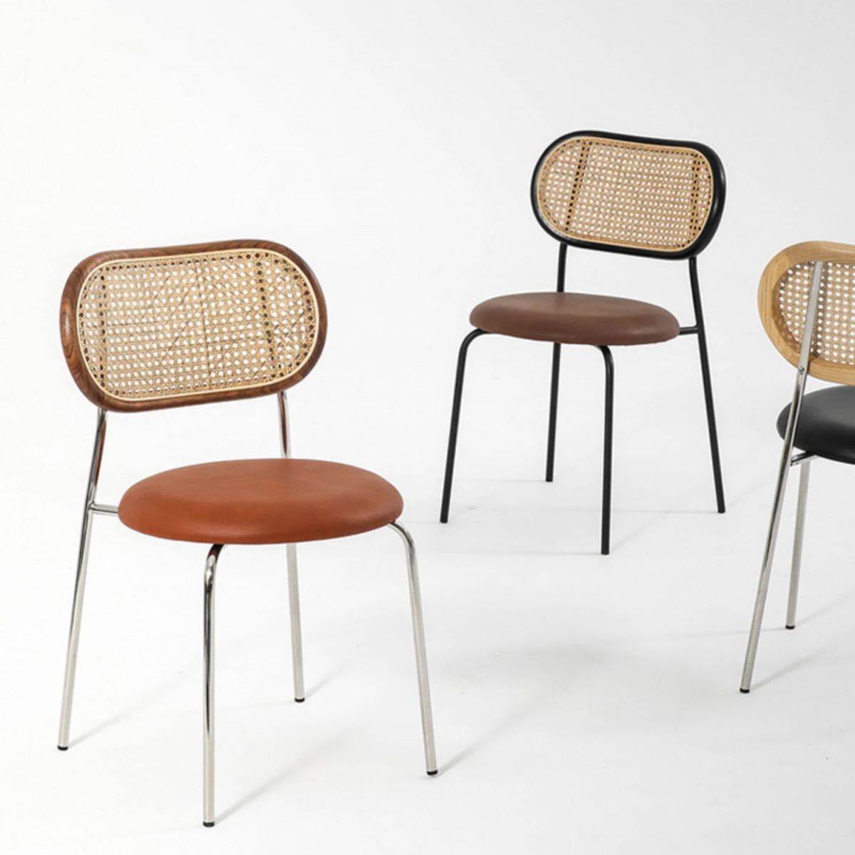 Industrial Design Armless Side Chairs PU Leather Open Back Dining Chairs Clearhalo ' kitchen&dining_furn' 'Dining Chairs' 'Dining Tables & Seating' 'dining_chair' 'furn' 'furn_dining_chair' 'Furniture' 'furniture_dining_chair' 'Kitchen & Dining Furniture' 'kitchen' 1200x1200_9afbbed4-11f1-4b97-b035-c2b375c7c16e