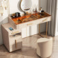 Glass  Make-up 15.74" Wide White Vanity Makeup Vanity Desk Table with 3 Drawers