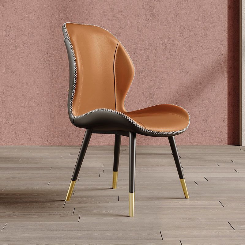 Glam Leather Dining Chair Wingback Side Furniture in Matte Finish for Indoor Clearhalo 'Dining Chairs' 'Dining Tables & Seating' 'dining_chair' 'furn' 'furn_dining_chair' 'Furniture' 'Kitchen & Dining Furniture' 1200x1200_9aff7889-9351-4c0d-b4be-7a08432188c5