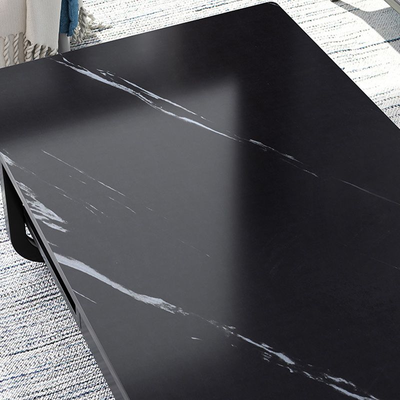 Tavolino rettangolare moderno con doppio piedistallo in legno, 39,4"/47,2"