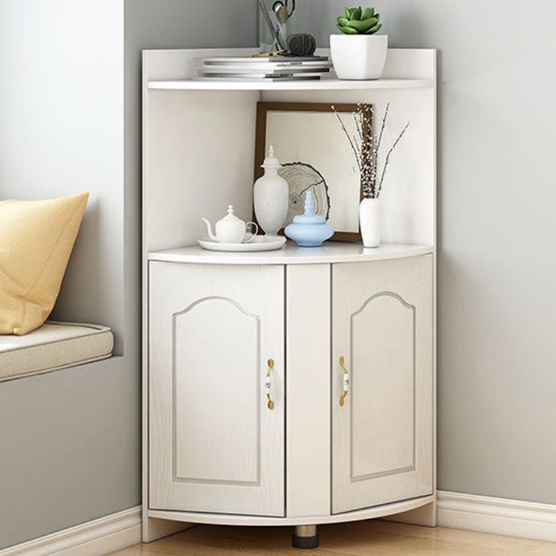 Wooden Modern Accent Cabinet Triangle Storage Cabinet with 2 Doors