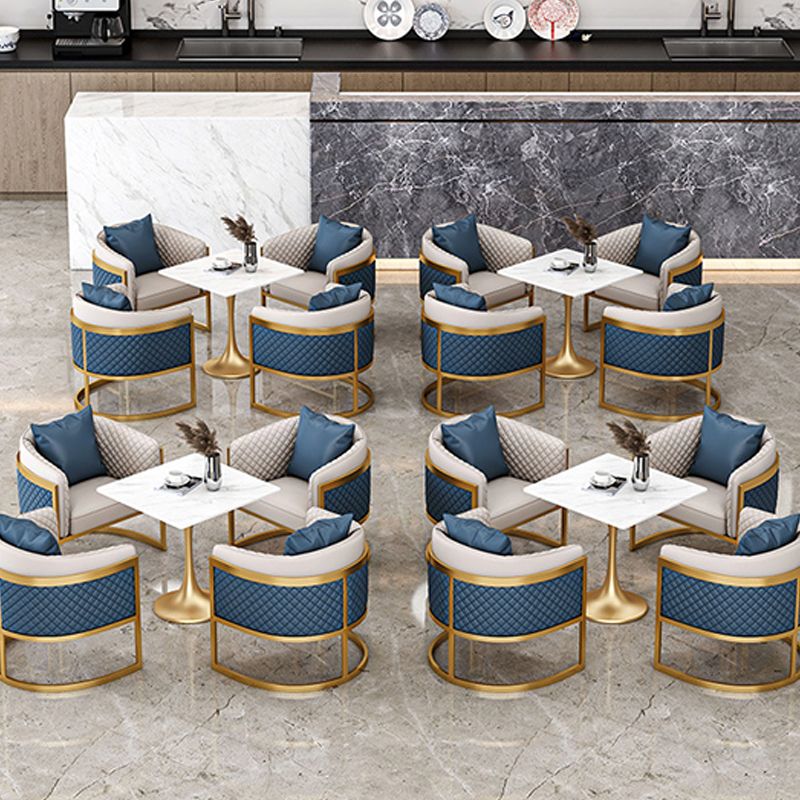Golden Base Dining Table Medieval Modern Style Stone Table for Indoor
