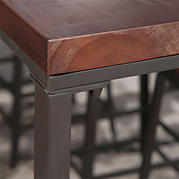 Ensemble de Table de bar rectangulaire industriel, 1/2/4/7 pièces, Table de comptoir en bois massif