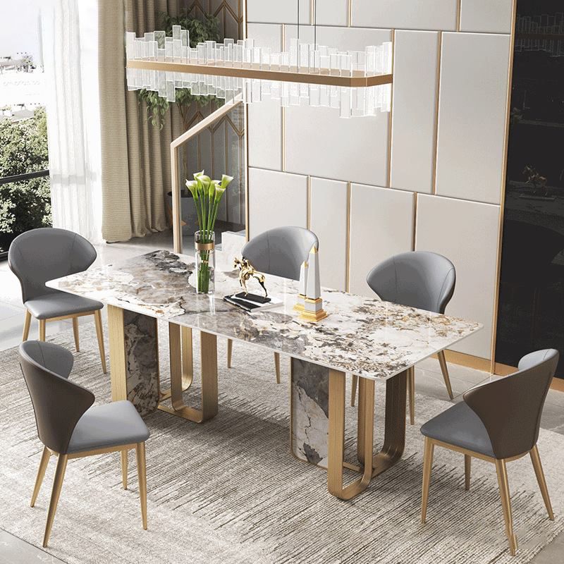 Luxury Sintered Stone Dining Set Rectangle 1/3/4/5/6/7/9 Pieces Dining Table with Chairs Clearhalo 'Dining Room Sets' 'Dining Tables & Seating' 'dining_room_set' 'furn' 'furn_dining_room_set' 'Furniture' 'furniture_dining_room_set' 'Kitchen & Dining Furniture' 1200x1200_9b03da2f-094d-4521-8e3b-3b0f1842e4c5