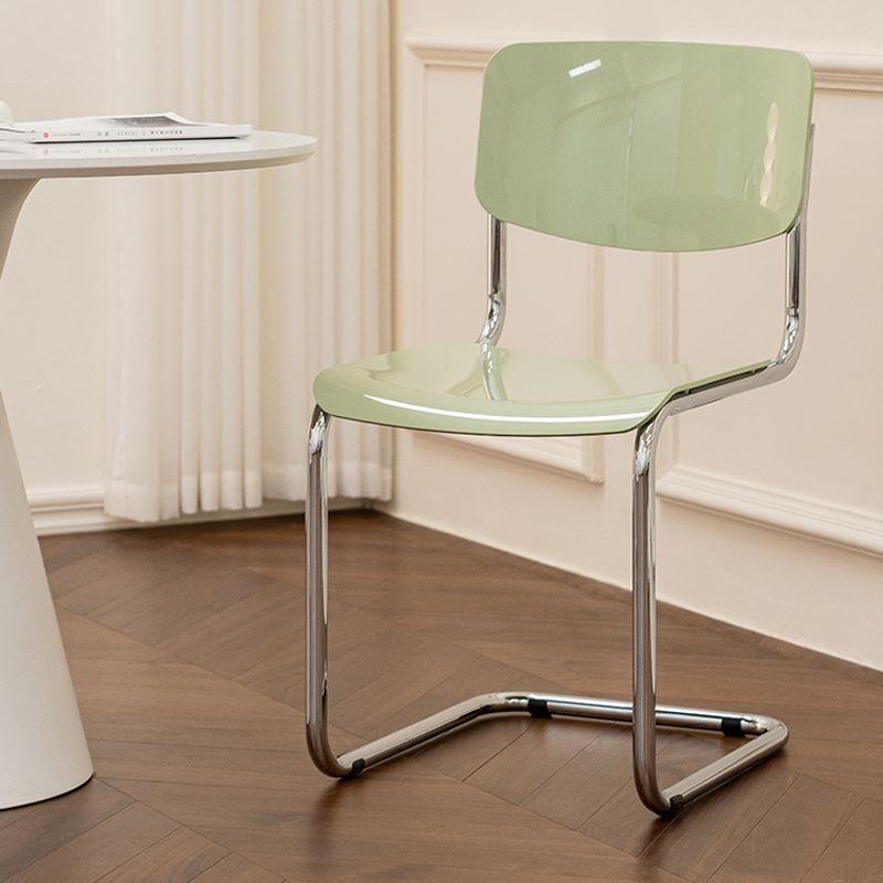 Industrial Armless Indoor Chair Plastic Open Back Side Chair with Metal Base