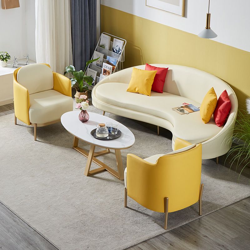 Contemporary Beige Curved Sofa in Genuine Leather with Tight Back Clearhalo 'furn' 'furn_sofas' 'Furniture' 'Living Room Furniture' 'Sofa' 'sofas' 1200x1200_9b05e4cd-3fc1-40f3-a5c3-485cdce19f6a