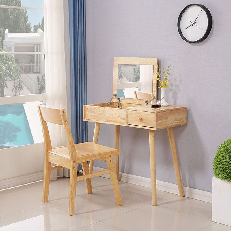 Tocador marrón set con espejo de 15.74 "mesas de tocador de madera de ancho con cajones