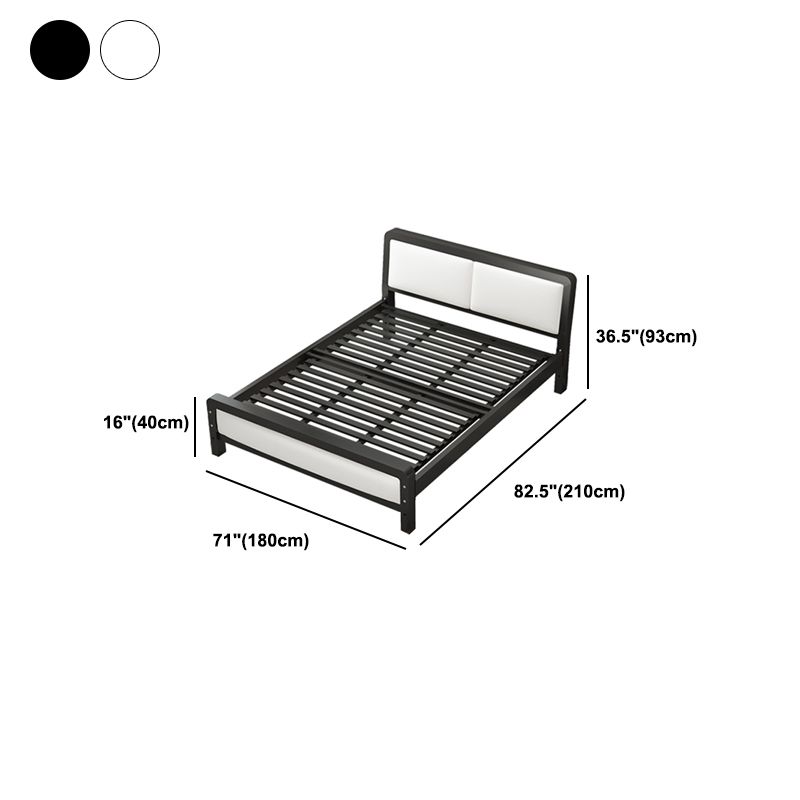 Modern Iron Wire-Grid Bed Frame 36.6" H Black & White Panel Bed with Headboard Clearhalo 'Bedroom Furniture' 'Beds' 'furn' 'furn_beds' 'Furniture' 1200x1200_9b083add-9be9-4757-a24d-69eef30e858a