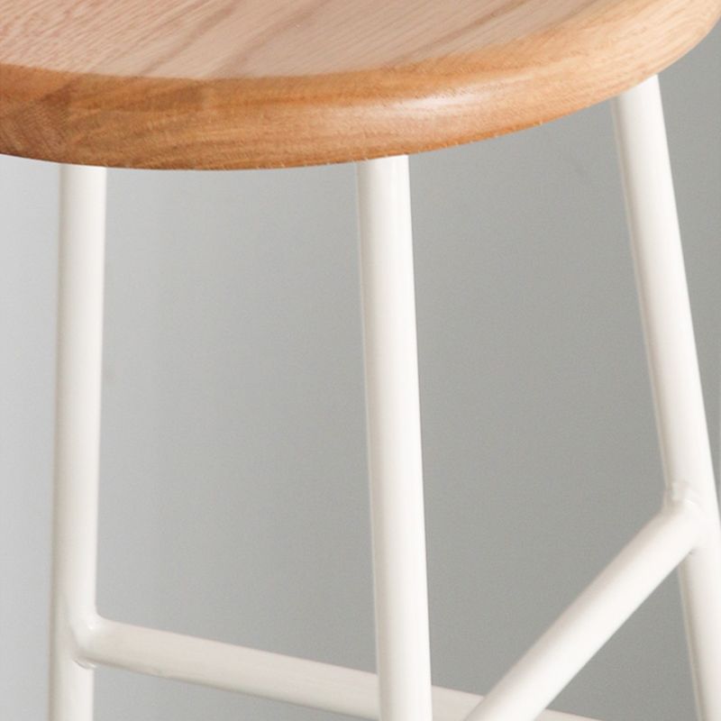 Modern Solid Wood Counter-height Stool Footrest Coffee Shop Round Bar Stools