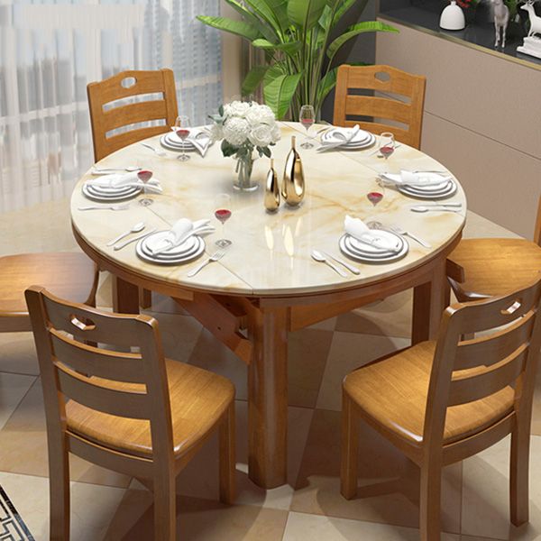 Extendable Dining Table Marble Top Table for Kitchen Dining Room