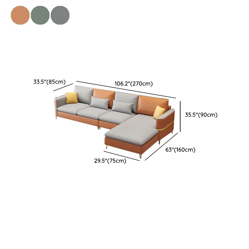 35.43 "Sofá de cuero sintético seccional de alto contenido con cojines de almohada