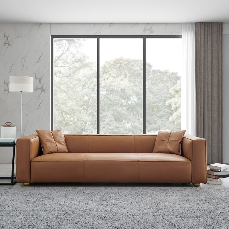 24.80"H Genuine Leather Square Arm Sofa with Tight Back for Living Room Clearhalo 'furn' 'furn_sofas' 'Furniture' 'furniture_sofas' 'kitchen' 'kitchen_sofas' 'Living Room Furniture' 'Sofa' 'sofas' 1200x1200_9b0d9c26-4ed1-4bd8-bd8e-69b6225cbc7b