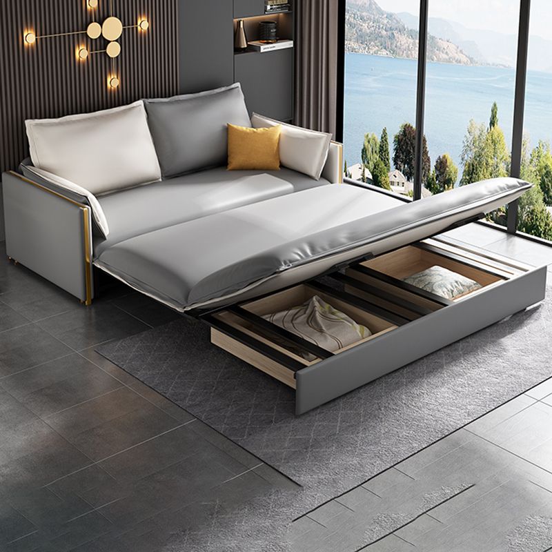 Moderno divano in vetro a fatica braccio quadrato con cuscini per camera da letto