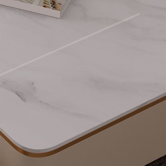 Rectangle Single Coffee Table 2Legs Slate Coffee Table with 4 Drawers