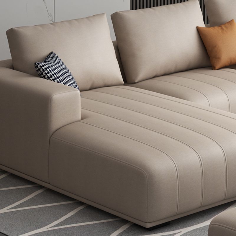 Cream Modern Faux Leather Square Arm Sofa/Sectional with Pillowed Back Cushions Clearhalo 'furn' 'furn_sectionals' 'Furniture' 'furniture_sectionals' 'kitchen' 'kitchen_sectionals' 'Living Room Furniture' 'Sectionals' 1200x1200_9b14eeb2-86a7-4a15-abc8-450287d2a962