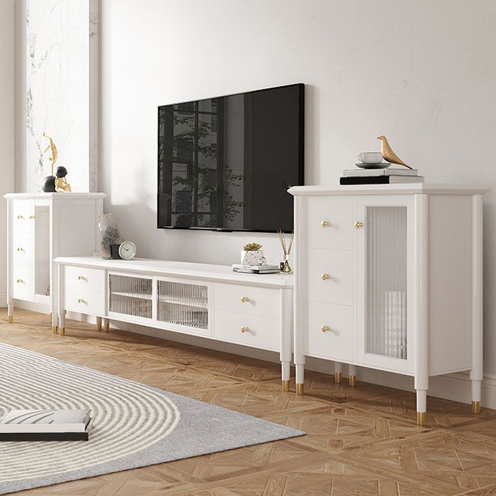 Rubberwood TV Media Stand 4-Drawer Enclosed Storage TV Stand Console Clearhalo 'furn' 'furn_tv_stands_entertainment_centers' 'Furniture' 'Living Room Furniture' 'TV Stands & Entertainment Centers' 'TV Stands & Media Storage Furniture' 'tv_stands_entertainment_centers' 1200x1200_9b156dce-172c-479a-ab51-ae55298cd701