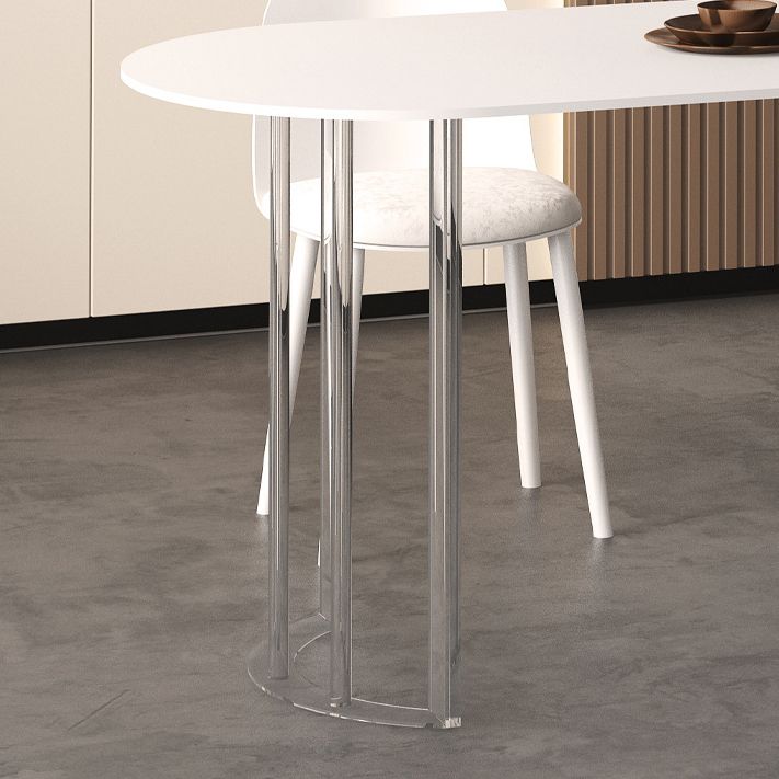 White Stone Dining Table Contemporary Dining Table with Sled Base Clearhalo 'Dining Tables & Seating' 'Dining Tables' 'dining_table' 'furn' 'furn_dining_table' 'Furniture' 'furniture_dining_table' 'Kitchen & Dining Furniture' 'kitchen' 'kitchen_dining_table' 1200x1200_9b15c7fb-04e1-4d09-b09f-e1b7eb5a05f2