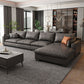 Recessed Arm Sofa & Chaise 129.92" W 66.93" x D 31.5 H" x Loose Back Sofa, Faux Leather