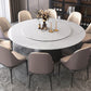 Modern Round Dining Table White and Black Metal Base Convertible Dining Table