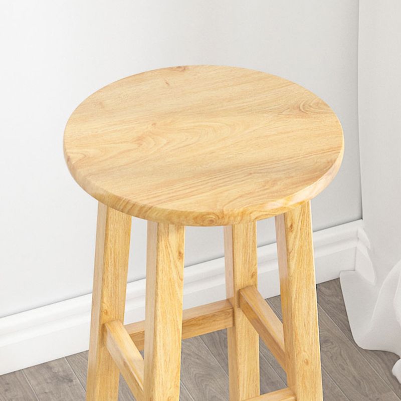 Contemporary Backless Rubberwood Stool Natural Footrest Barstool