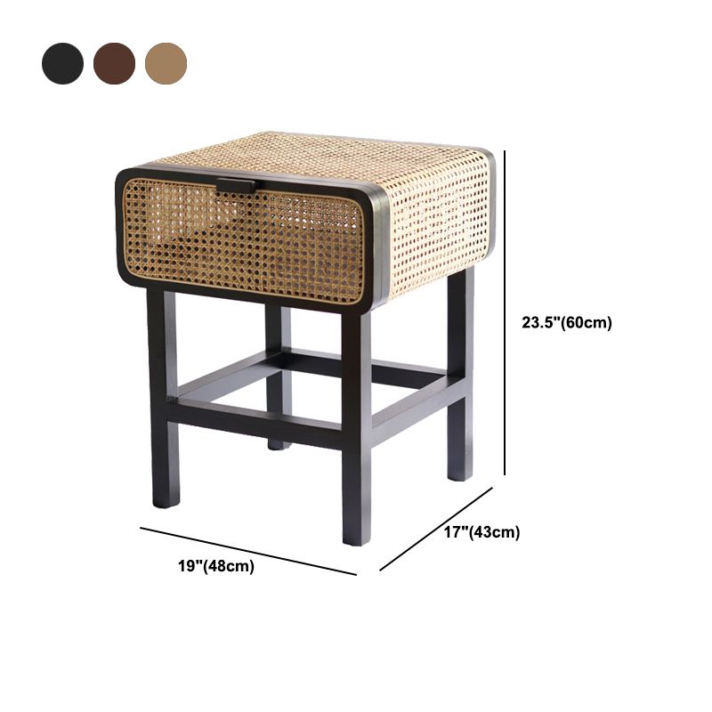 23,62 "Tableau de nuit d'armoire de chevet de rotin avec porte avec porte