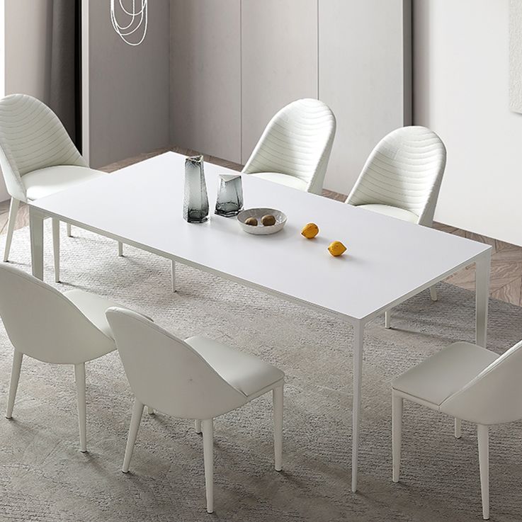 Modern White Rectangle Shape Dining Table Sintered Stone Kitchen Dining Table with 4 Legs Base Clearhalo ' dining_table' 'Dining Tables & Seating' 'Dining Tables' 'Furniture' 'furniture_dining_table' 'Kitchen & Dining Furniture' 'kitchen&dining_furn' 'kitchen' 'kitchen_dining_table' 1200x1200_9b190091-f57b-4ac4-973d-ae0406abfbe0
