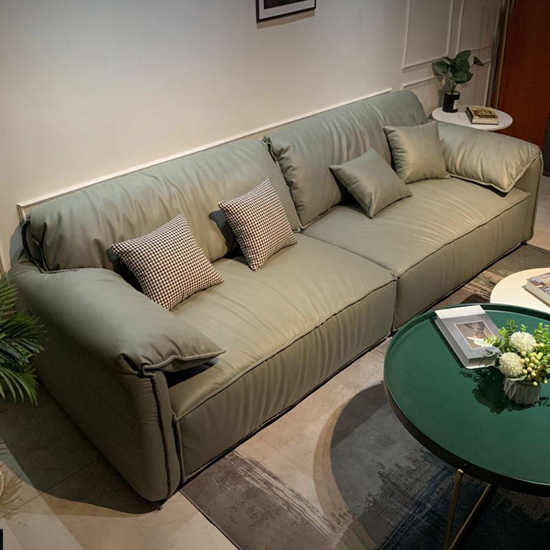 Green Contemporary Faux Leather Pillow Top Arm Standard Sofa with Loose Back Clearhalo 'furn' 'furn_sofas' 'Furniture' 'furniture_sofas' 'kitchen' 'kitchen_sofas' 'Living Room Furniture' 'Sofa' 'sofas' 1200x1200_9b1b9c86-953d-49f3-b2c7-b2df4eadec37