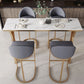 Rectangle Bar Counter Table Glam Style Faux Marble Bar Counter Table for Kitchen