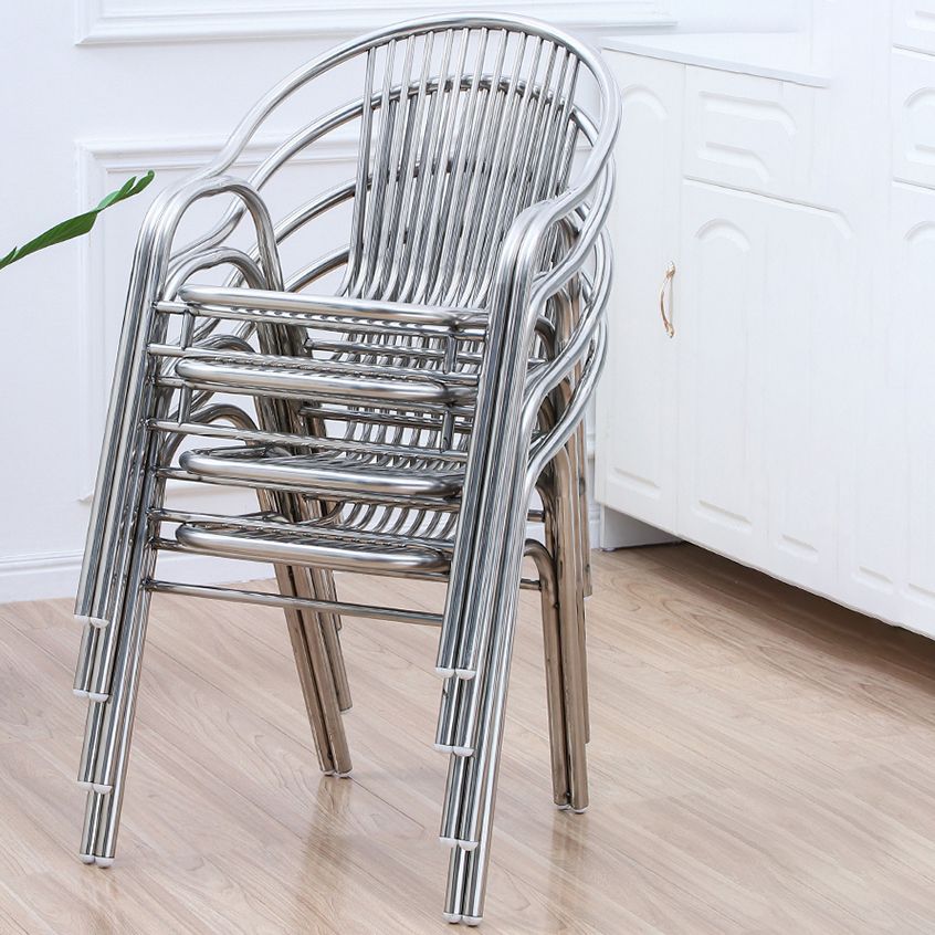 Sedia da pranzo in metallo da sala da pranzo contemporaneo con braccio