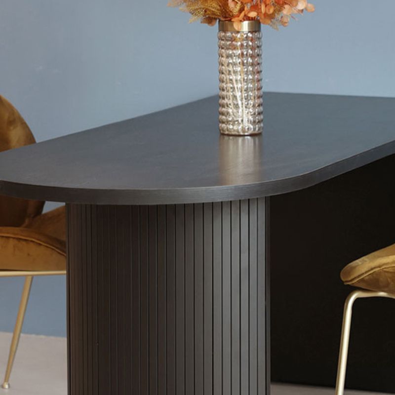 Free Form Double Pedestal Modern Dining Table Black Fixed Table of Wood Clearhalo 'Dining Tables & Seating' 'Dining Tables' 'dining_table' 'furn' 'furn_dining_table' 'Furniture' 'furniture_dining_table' 'Kitchen & Dining Furniture' 'kitchen' 'kitchen_dining_table' 1200x1200_9b1fdc3e-d29c-4838-82f7-5760a82a4799