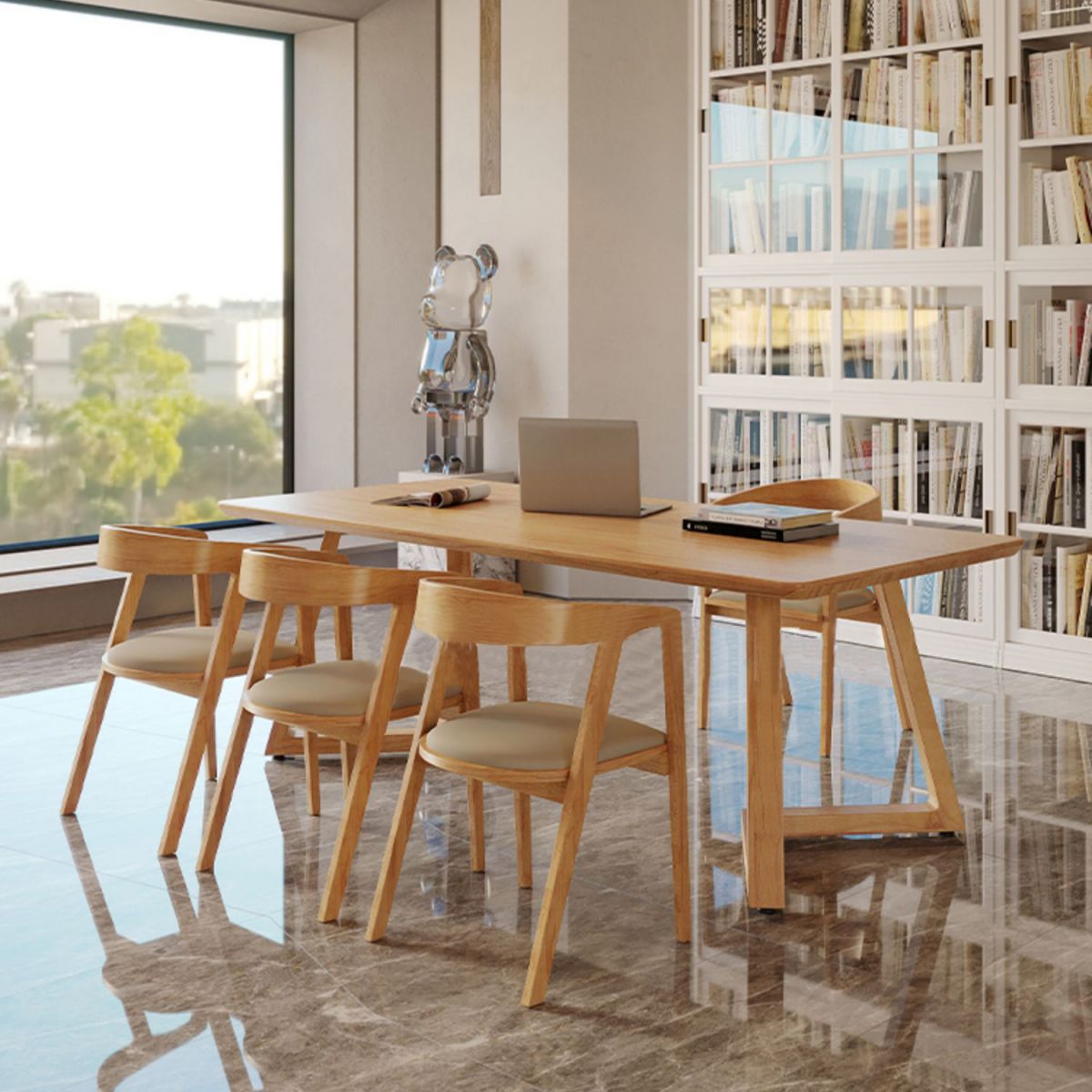 Modern Style Sled Office Desk Rectangular Solid Wood Writing Desk Clearhalo 'furn' 'furn_office_desk' 'Furniture' 'Office Desks' 'Office Furniture' 'office_desk' 1200x1200_9b213581-085a-4941-a8f8-975d24c5a705