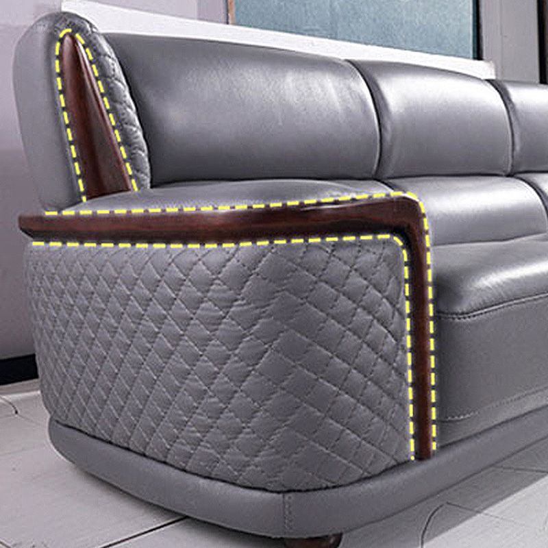 Genuine Leather Sectional Grey Cushion Back Sofa and Chaise for Living Room Clearhalo 'furn' 'furn_sectionals' 'Furniture' 'furniture_sectionals' 'Living Room Furniture' 'Sectionals' 1200x1200_9b21504b-4b63-433c-a34f-e6a3af1ff998