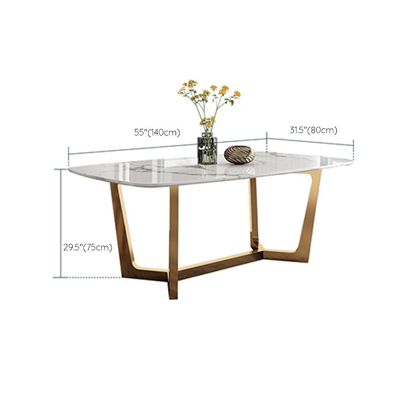 Glam Dining Faux Marble Table Rectangle Table with Metal Legs for Kitchen Clearhalo 'Dining Tables & Seating' 'Dining Tables' 'dining_table' 'furn' 'furn_dining_table' 'Furniture' 'Kitchen & Dining Furniture' 1200x1200_9b21763a-b61d-4e7e-8745-5909cb1d6a74