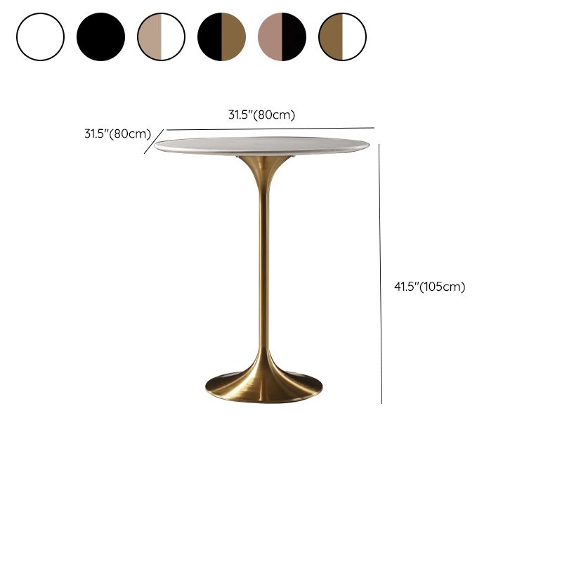 Contemporary Round Pedestal Bar Dining Table with Metal Base Clearhalo 'Bar Furniture' 'Bar Tables' 'bar_tables' 'furn' 'furn_bar_tables' 'Furniture' 'Kitchen & Dining Furniture' 1200x1200_9b225c14-69f9-475a-a271-cb0328303b42