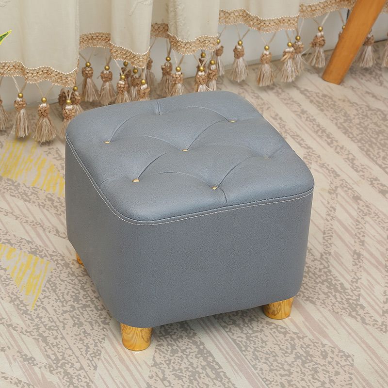 Modern Square Standard Stain Resistant Line Leather Pouf for Living Room