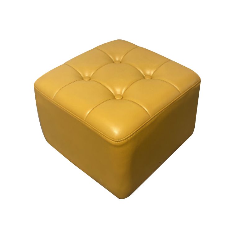 Mid-Century Modern Pouf Ottoman Genuine Leather Solid Color Tufted Square Ottoman Clearhalo 'furn' 'furn_ottomans_poufs' 'Furniture' 'Living Room Furniture' 'Ottomans & Poufs' 'ottomans_poufs' 1200x1200_9b247252-ac3b-4857-8dd2-01d98f131fee