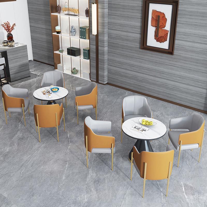 Modern Round Dining Table for Home Glossy Stone Dinette Table with Metal Base Clearhalo 'Dining Tables & Seating' 'Dining Tables' 'dining_table' 'furn' 'furn_dining_table' 'Furniture' 'Kitchen & Dining Furniture' 1200x1200_9b2505e3-1500-4318-8126-f5a5984809b9